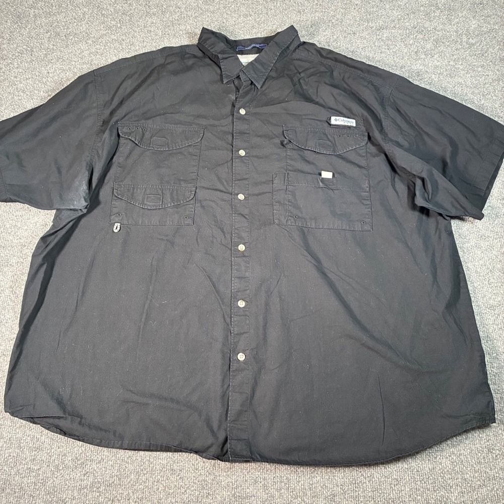 Columbia PFG Bonehead Fishing Shirt Mens 4X Black Vented Short Sleeve Cotton